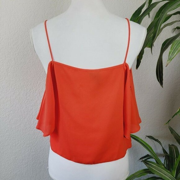 ASOS Women's Cold Shoulder Camisole Blouse Orange Bright Sz 4 Business Casual - Picture 4 of 9